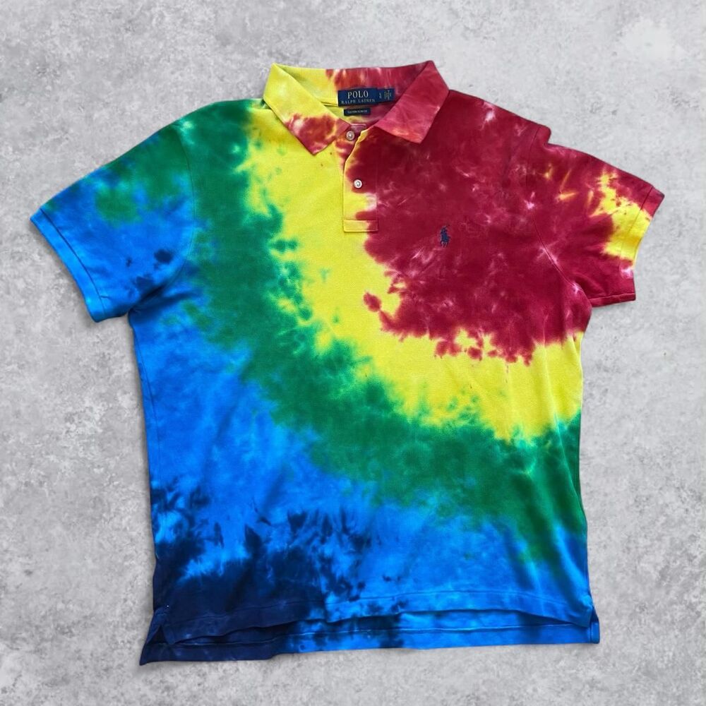 Polo Ralph Lauren Men's Custom Slim Fit Polo Tie Dye Shirt